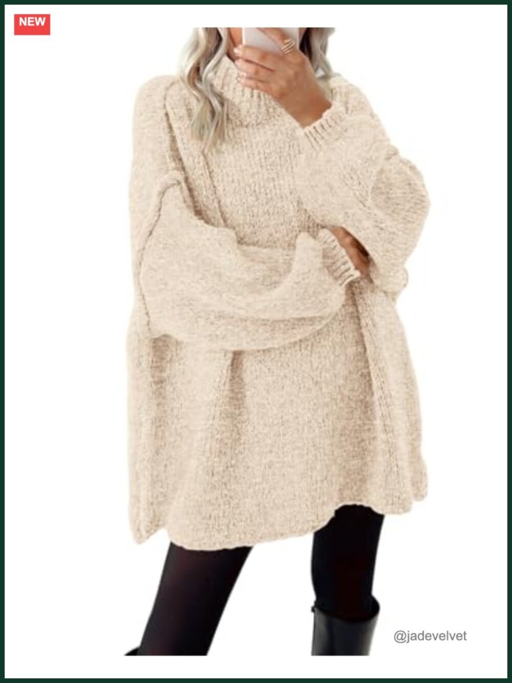 Women's Oversized Cable Knit Mock Neck Long Sleeve Pullover Sweater